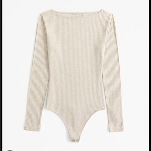 Abercrombie wide ribbed long sleeve bodysuit size m